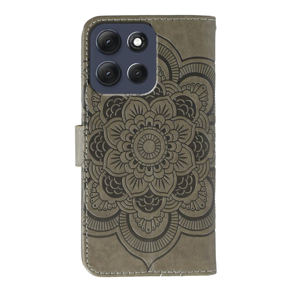 For Motorola Moto G86 5G Case Rhinestone Decor PU Leather Mandala Imprinted Design Phone Cover with Wrist Strap