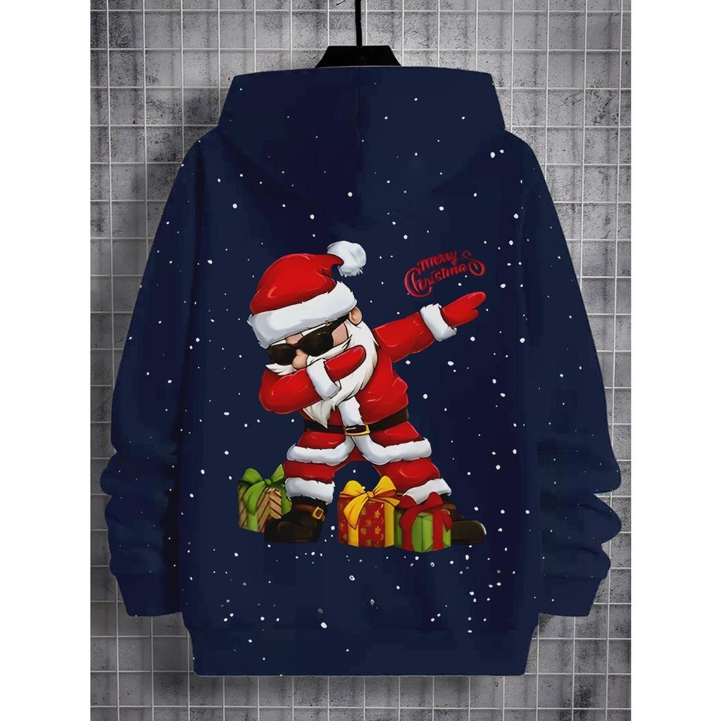 Christmas Cute Santa Printed Hoodie Sportswear Fashion Party Long Sleeve Hoodie Girl Comfortable Hoodie Children's Clothing