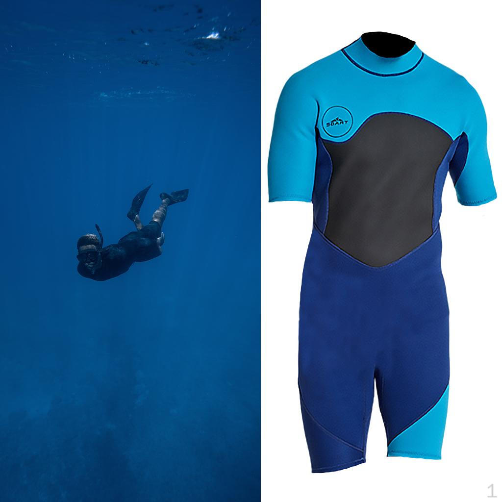 2mm Mens Neoprene Wetsuit, Adult Wetsuits for Scuba Diving Swimming Short Sleeve Zipper Closure
