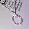 Simple Fashion Rose Gold Inlaid Full Diamond Nail Necklace Luxury Curved Nail Round Pendant Clavicle Chain For Ladies
