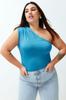 Women's Style Plus Size Cinnamon Asymmetric Collar Knitted Body with Snaps at the Bottom