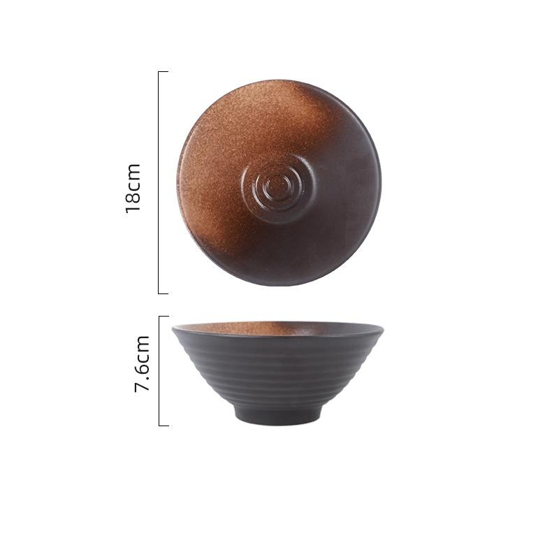 

Coarse Pottery Rice Bowl Household Japanese Lamian Noodles Bowl Commercial Bamboo Hat Bowl Under Glazed Restaurant Tableware 7 inch