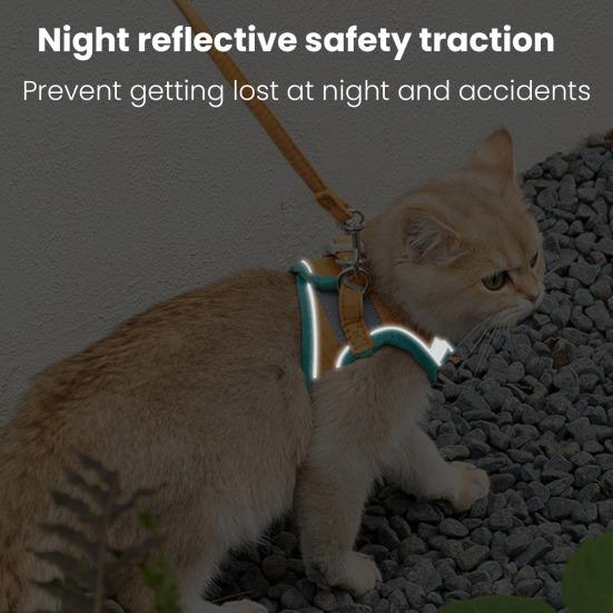 Pet Harness Cat Halter Soft Breathable Vest with Cat Leash Reflective Safety Harness for Outdoor Walking And Traveling
