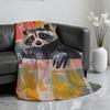 Cute Raccoon in Bathtub Painting Blanket For Soft Throw Blanket for Picnic Bed Sofa Home Bedroom Cozy Warm Comfortable