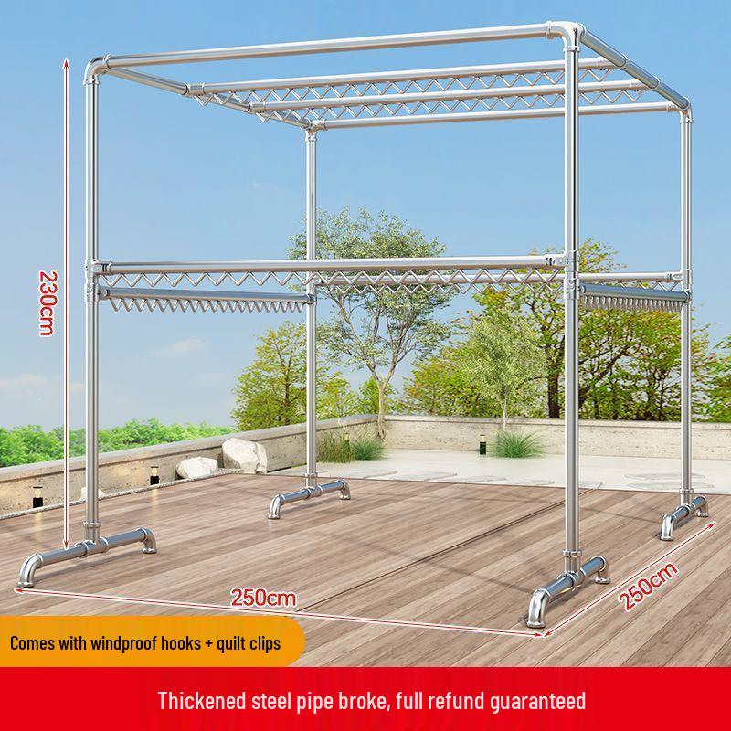 Windproof Galvanized Steel Outdoor Clothes Drying Rack