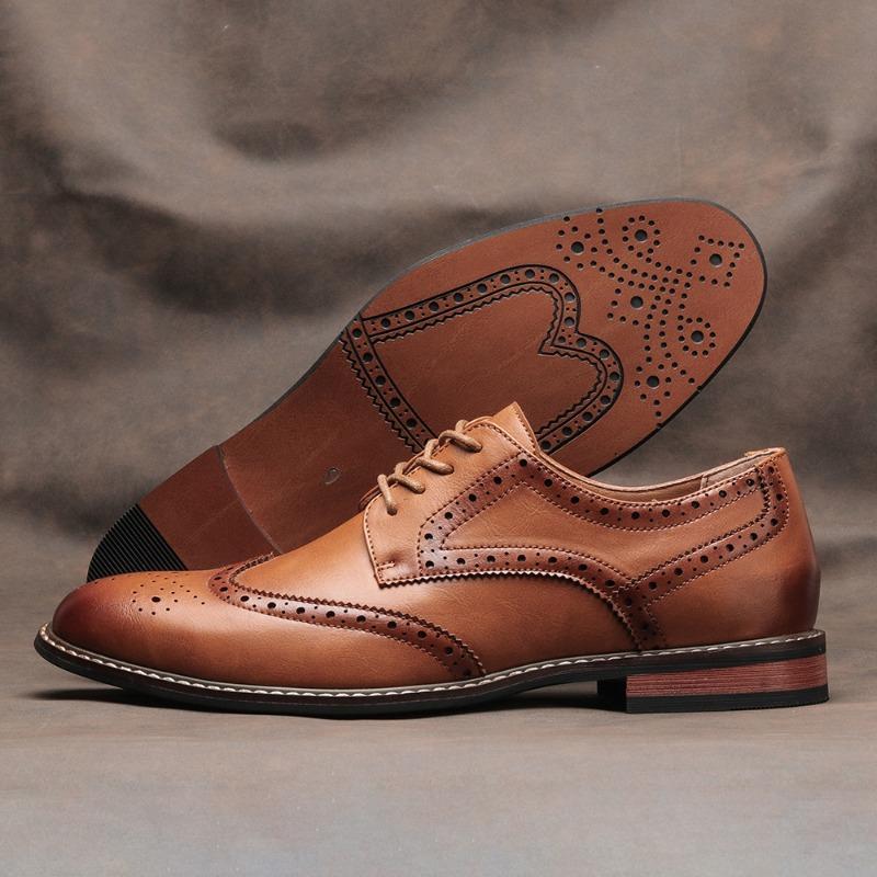 Fashion British Classic Men Brogue Shoes Business Men Handmade Dress Leather Shoes Oxford Shoes Luxury Social Man Shoe Plus Size 39-50