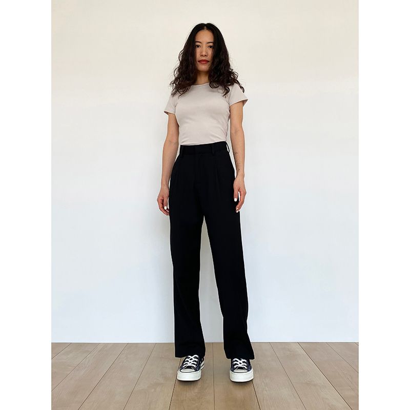 

Swagal Black High Waist Loose Ankle-Length Pants Black XL