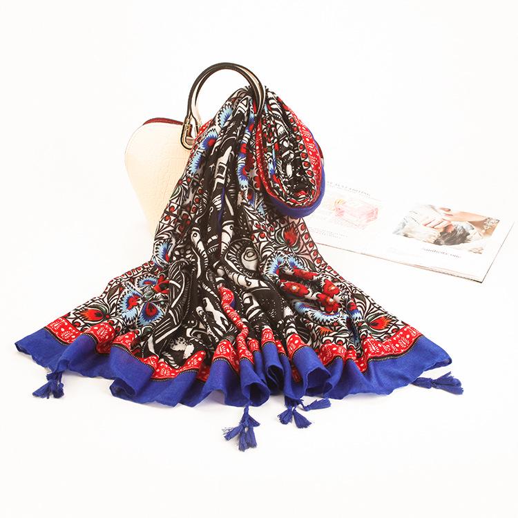 Twill Cotton Printing Cotton And Linen Ethnic Style Scarf Air Conditioner Warm Women'S Variety Sun Protection Shawl Silk Scarf