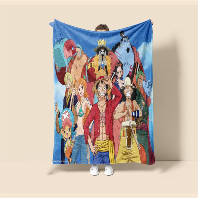 Throw Blanket One Piece Luffy Cartoon Anime Children Teenagers Adult Game Peripheral Collection Products Soft and Comfortable