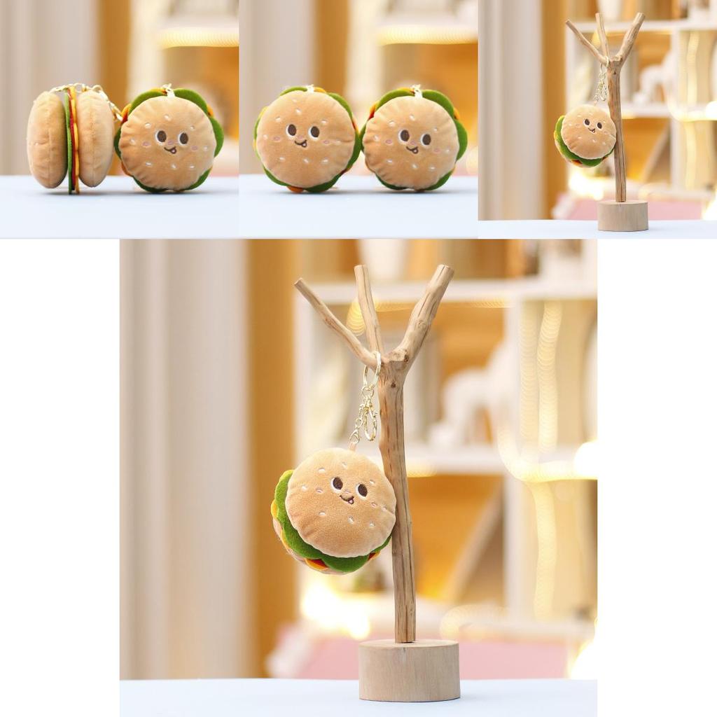 Adorable Plush Hamburger Toy Cute Doll For Girls Gift Backpack Keychain Accessory