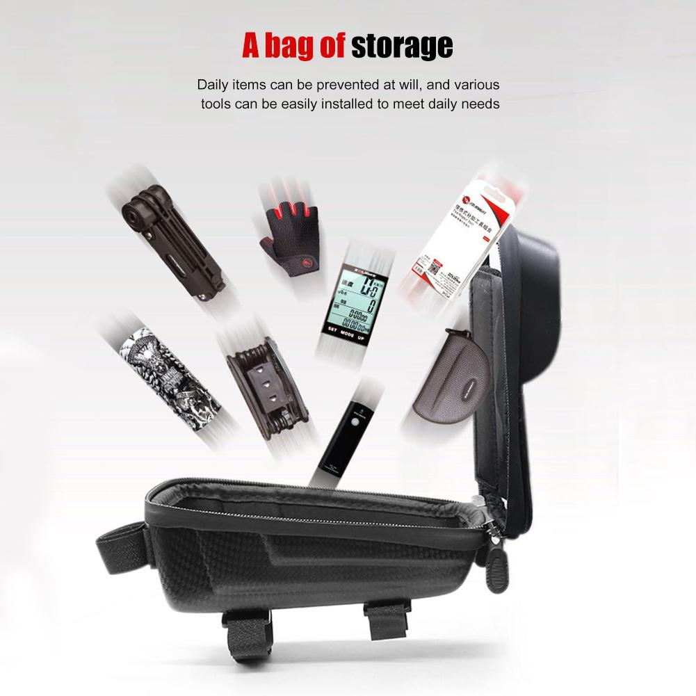 Bicycle Bag Phone Hard Case Cycling Top Front Tube Frame Bag Large Capacity Waterproof Touch Screen MTB Road Bike Bag Reflective