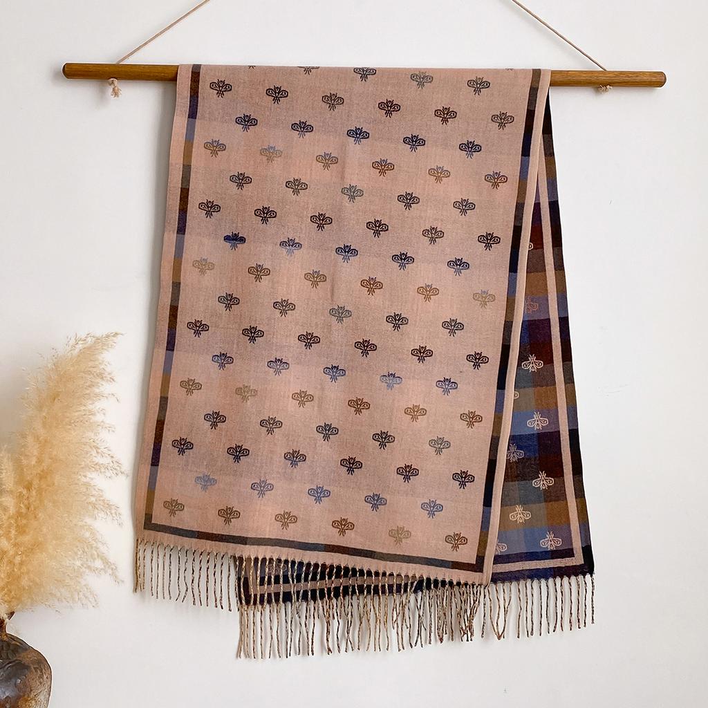 New Design Little Bee Pattern Scarves for Women Warm Winter Pashmina Print Scarf Shawl Female Thick Blanket Wraps Foulard