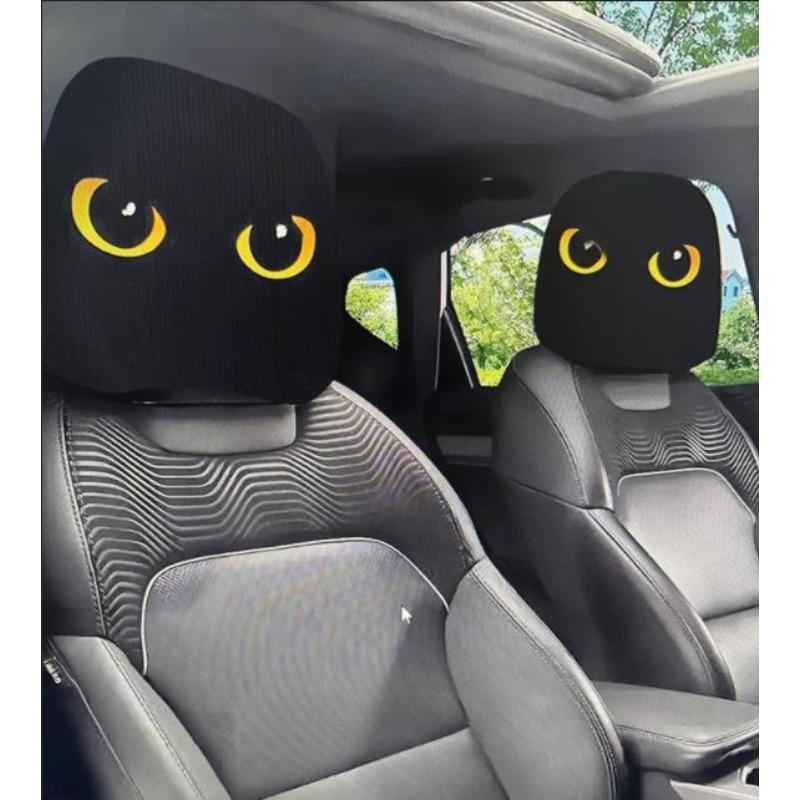 2PCS Funny Cartoon car headrest Cover, Cute Funny Eyes, Suitable for Halloween, Christmas car Universal Elastic Models Funny Decoration