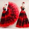 Spanish Flamenco Skirt Polyester Satin Dresses Smooth Big Swing Party Ballroom Belly Dance Dress Carnival Costumes Woman