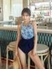 Floral Sexy Triangle One-Piece Swimsuit for Hot Spring and Seaside Vacation