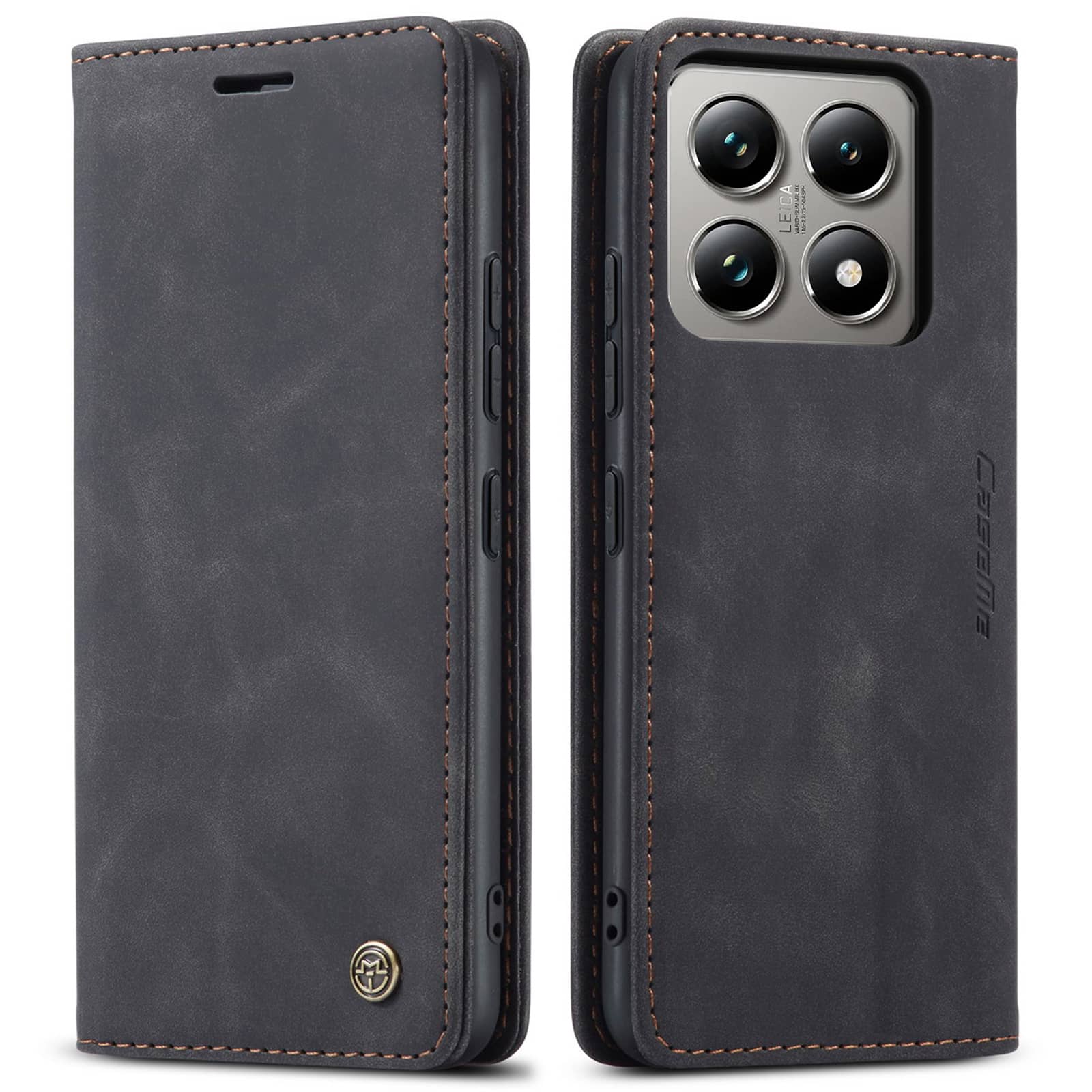 Чехол-книжка для Xiaomi 14T/Xiaomi 14T Pro, кожаный магнитный чехол-книжка с держателем для карт, подставкой - противоударный чехол из ТПУ For Xiaomi 14T Pro чёрный