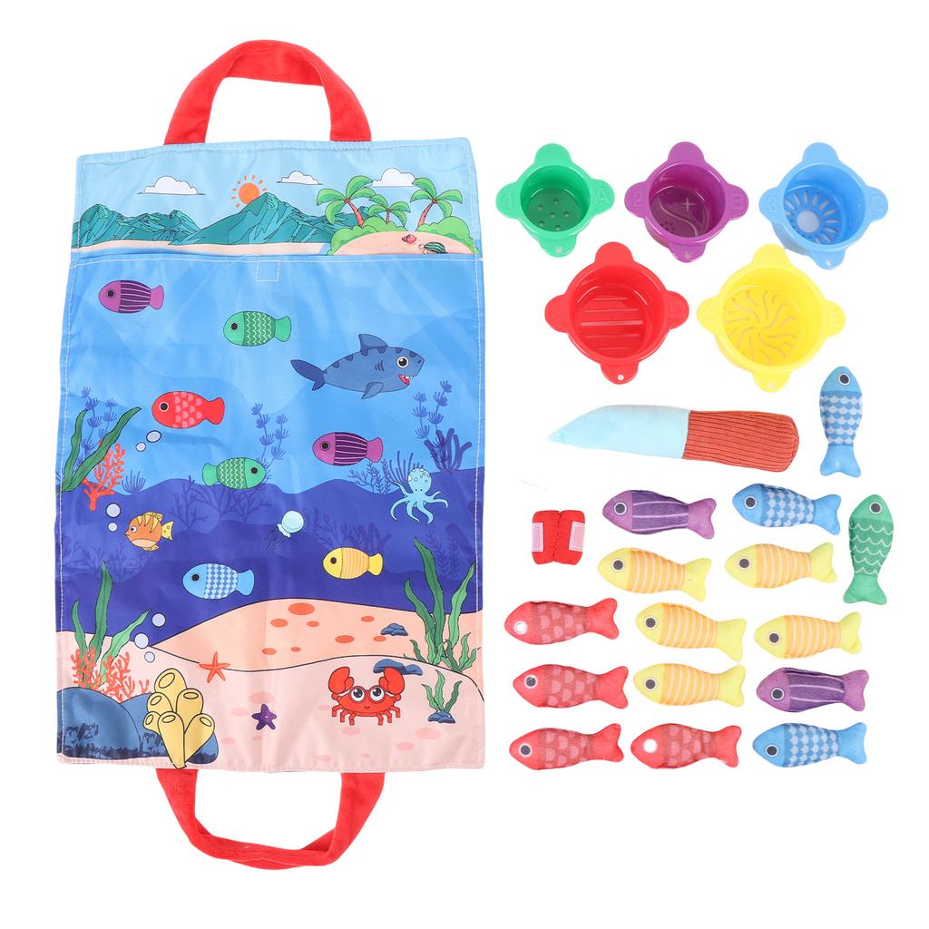 Cloth Fishing Game Cute Fun Portable Educational Early Learning Colorful Baby Fishing Toy with