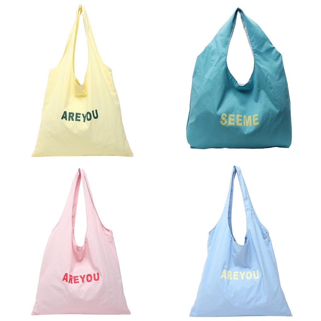 Urban Casual Nylon Letter Design Tote Bag Spacious For Work And Casual Outings