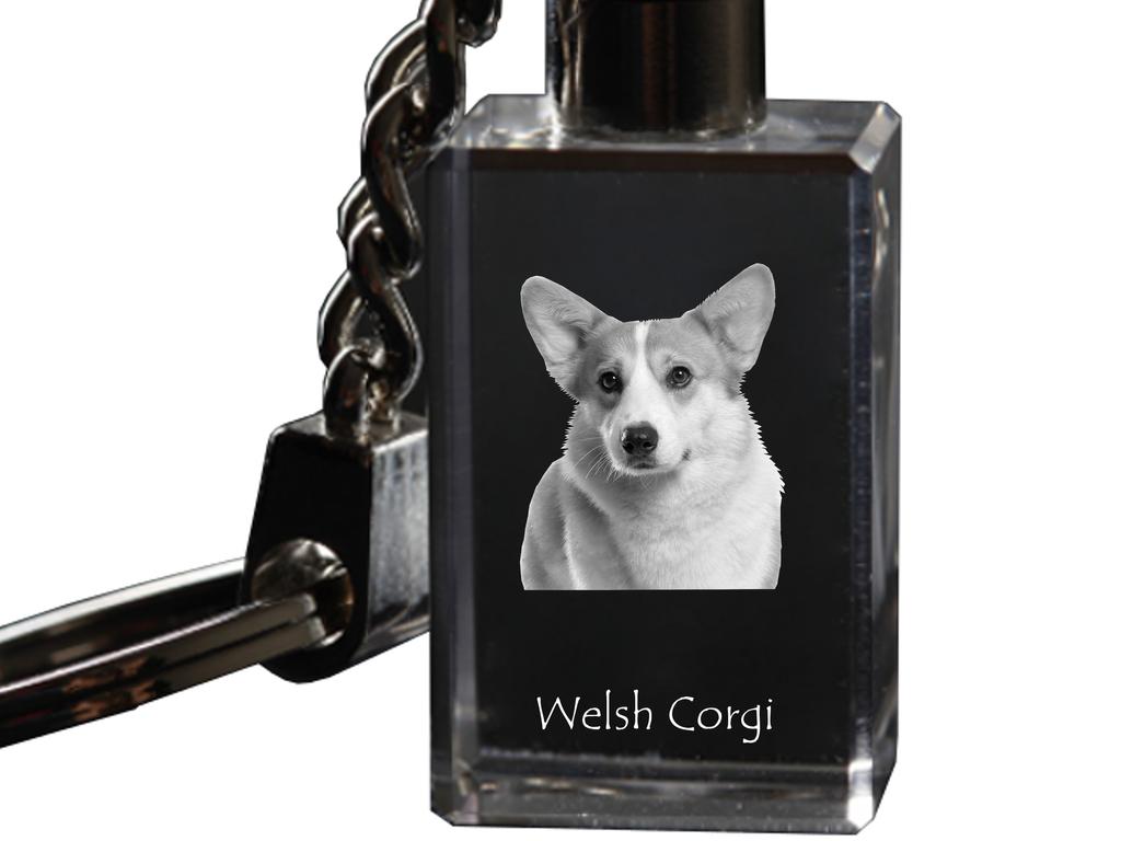 Pembroke Welsh Corgi - Crystal Key Ring with Dog Photo, Illuminated Key Ring, Unique Gift by Art-Dog Brand
