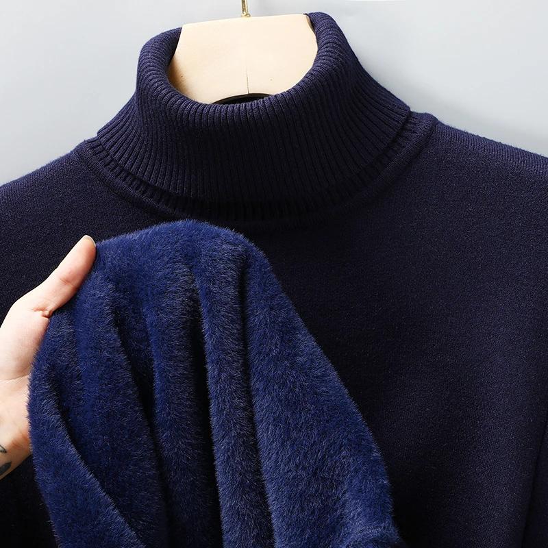 Autunno Inverno Abbigliamento Sportivo Uomo Maglione a Collo Alto Lavorato a Maglia Vestibilità Slim Manica Lunga Pullover Colore Unico Abbigliamento Uomo