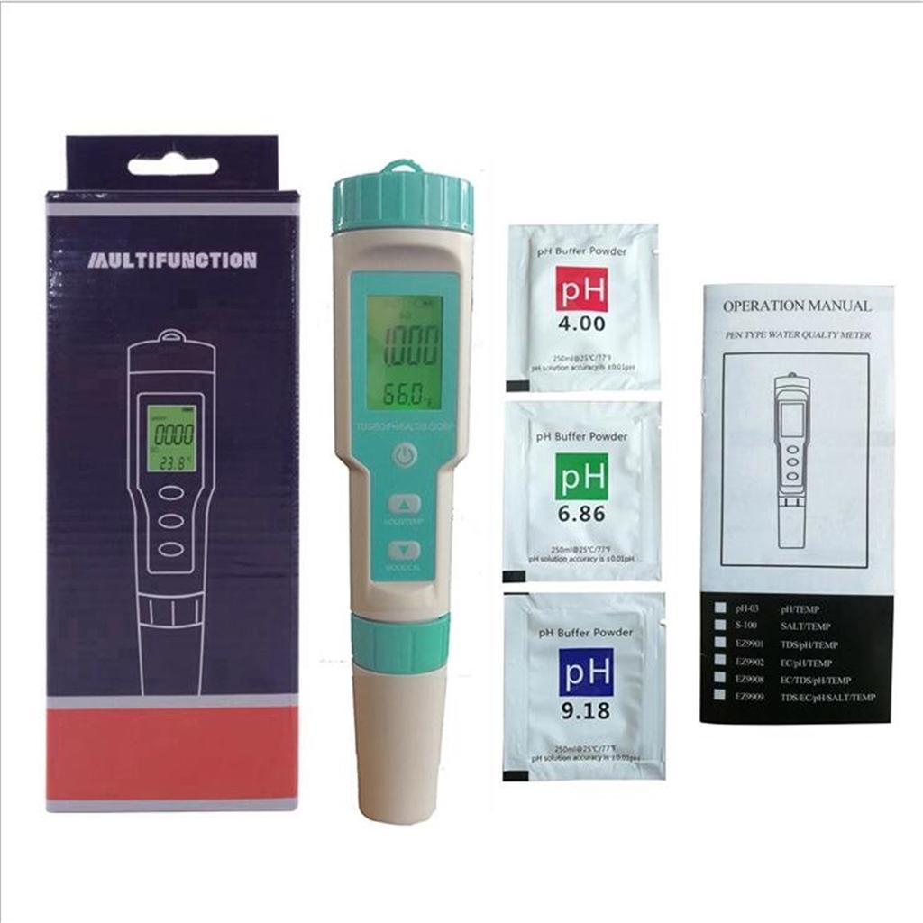 Bluetooth 7 in 1 Multifunctional pH TDS EC ORP Salinity SG Temp Meter Pen Type IP67 ATC for Hydroponics, Aquarium