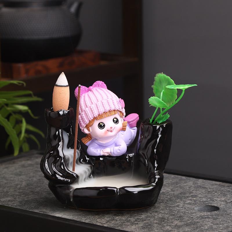 

Керамическая горелка, новые креативные украшения, курильница для благовоний, маленький монах, горная текущая вода