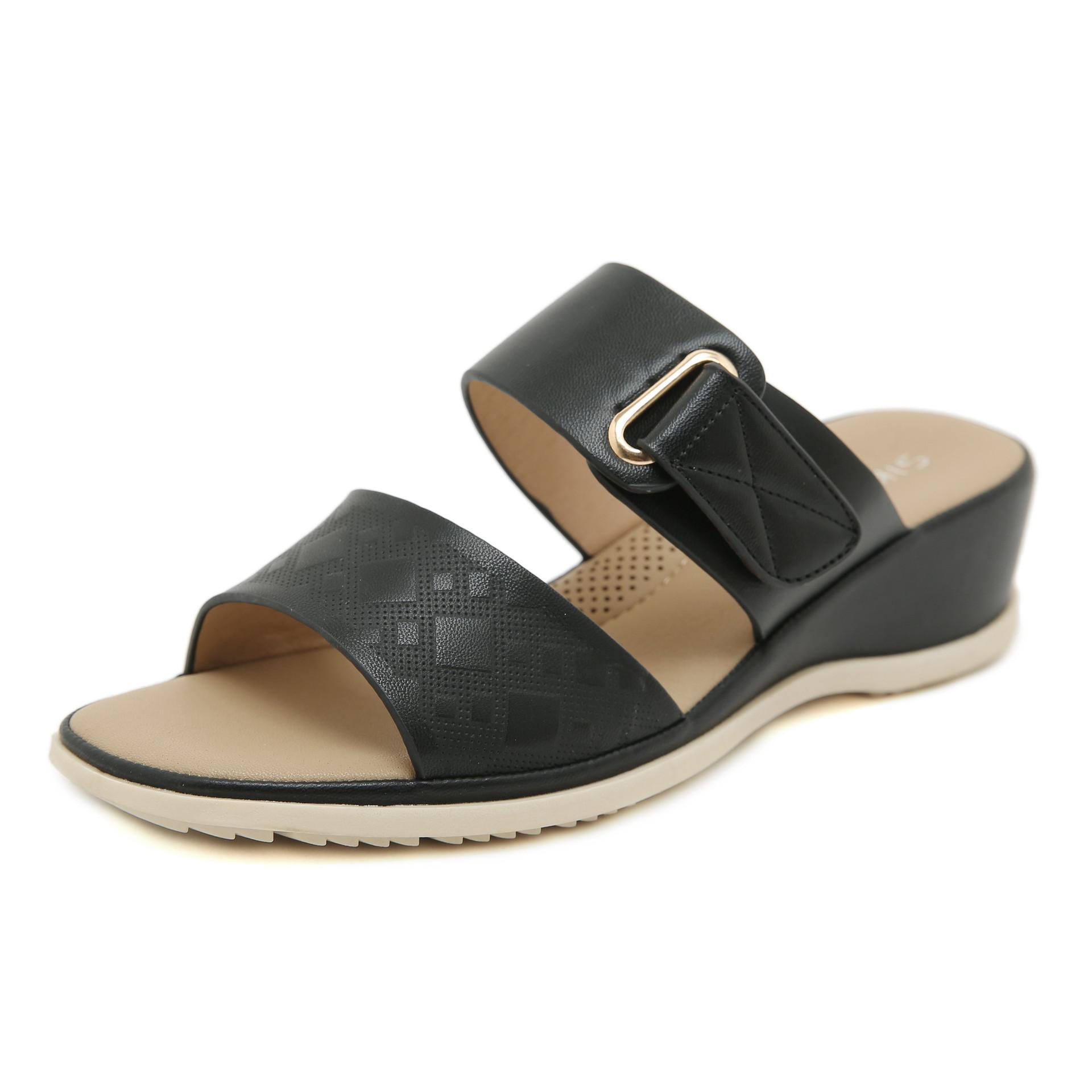 

Новые летние женские босоножки с пряжкой, повседневные пляжные, удобные босоножки на танкетке для отдыха на море 41 чёрный