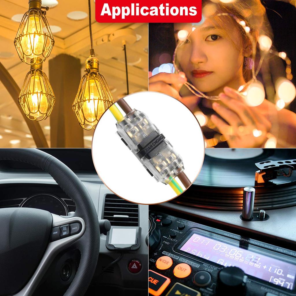 Frienda 15 Pieces Low Voltage I Tap Wire Connectors 2 Pin 2 Way Universal Compact I Shape Terminals Without Wire Stripping Requirement Quick Toolless