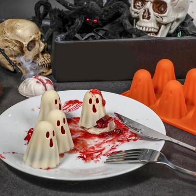 Yousheng Silikonová forma duch Nepřilnavé 3D formy na čokoládu 8-dutá Halloweenská pečicí forma na želé, bonbóny, pudink, ledové kostky, gumové medvídky, voskovky, pryskyřici