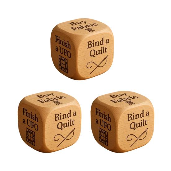 1/2/3/5/6/8Pcs Wooden Quilter Dice with 6 Engraved Quilting Tasks Solid Wood Quilting Embroidery Knitting Projects Baking Drinking Decision Dice Tools