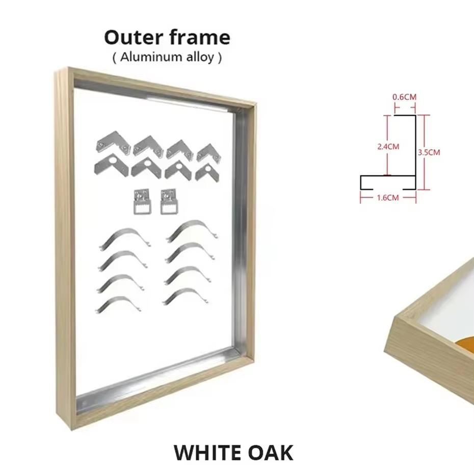 Customized DIY Frame Kit Gold Black Metal Aluminum Outer Frame and Wooden Inner Frame for Canvas Painting Gallery Home Decor
