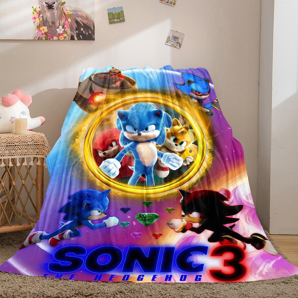 Sonic Flannel Lightweight Blanket Home Decor Sofa Bed Travel Cover Family Gift For All-Season LXRa30