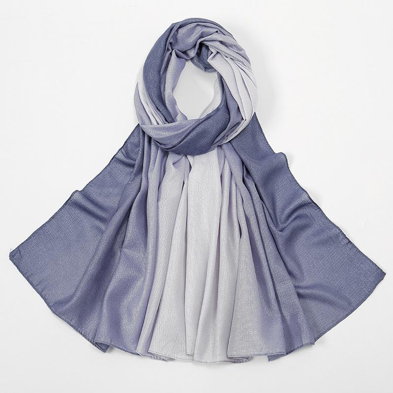 - Popular Gradual Change Color Matching Long Scarf New Bright Polyester Scarf Malaysia Indonesia Women'S Headscarf