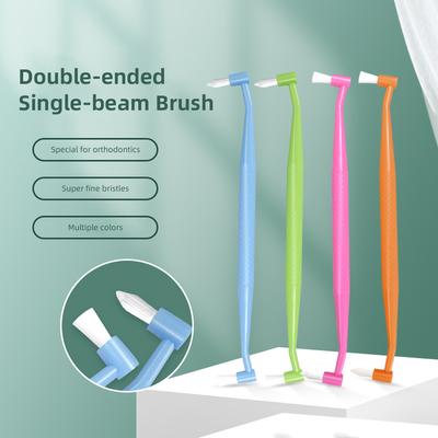 Double Head Single Bundle Orthodontic Toothbrush Interdental Cleaning Brush Portable Soft Bristles Tooth Cleaning Tool