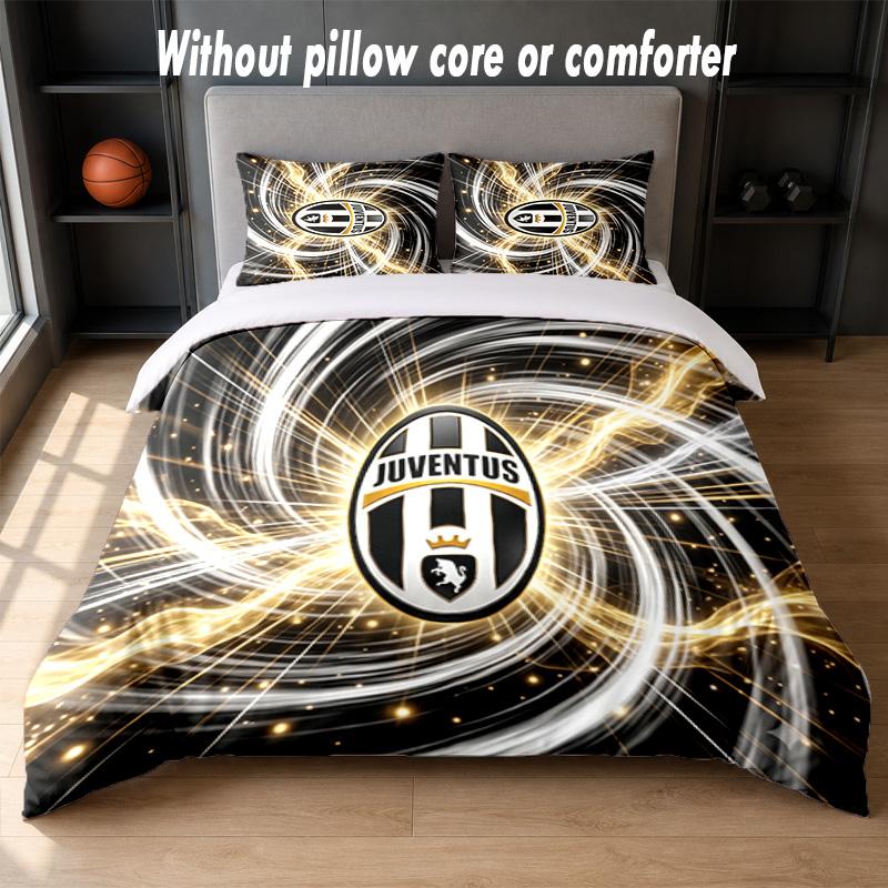 Juventus FC Design Bed Bedding Set 1 Duvet Cover + 2 Pillowcases Soft Breathable Household Bed Linens