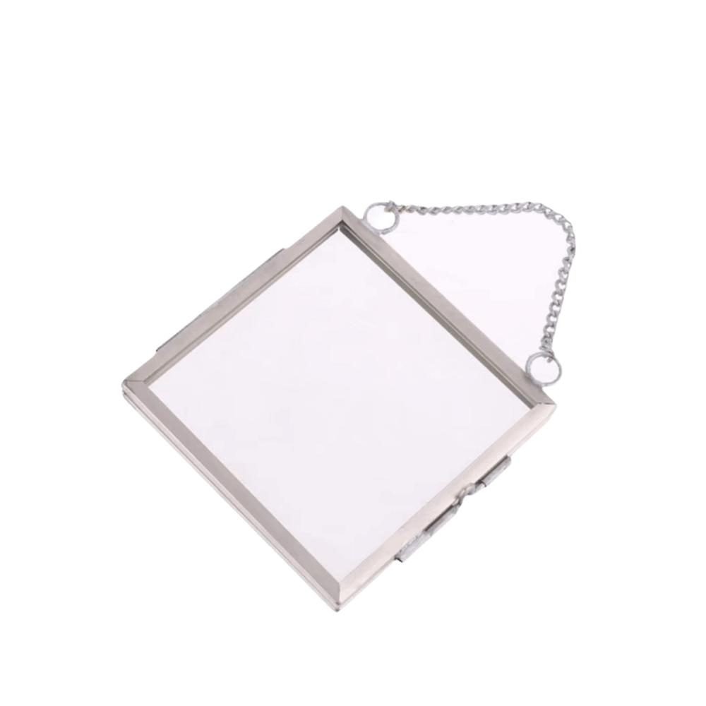 DIY Metal Small Photo Frame Glass with Transparent Glass Picture Holder Hanging Flower Plant Specimen Frame Home Office Decor