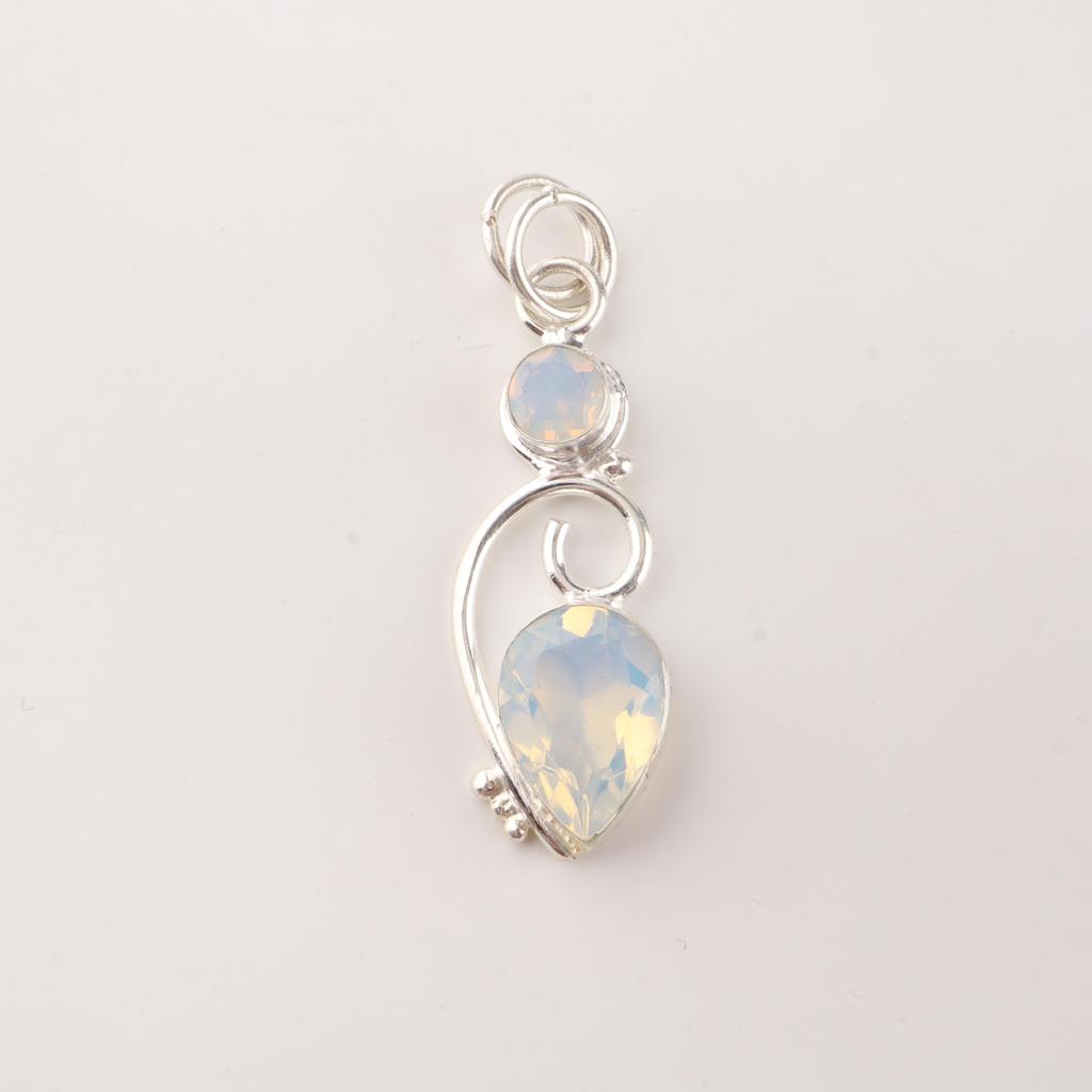Milky Opal Gemstone 925 Sterling Silver Customized Pretty Pendant 1.47" For Wedding PP-31-14
