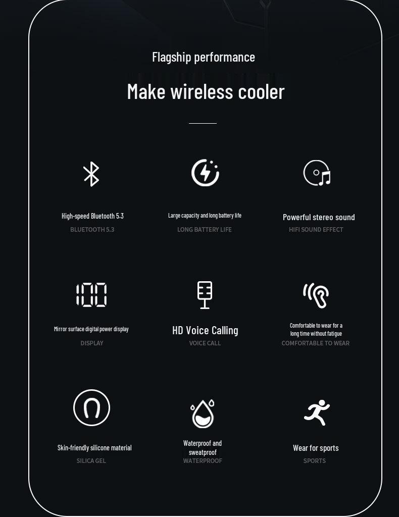 Neckband Bluetooth Headphones with Long Battery Life, Large Volume, Compatible with Apple, Huawei, and Android Devices