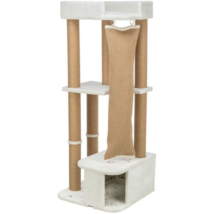 Arbre à chat - TRIXIE - Active - Blanc - Jute et Peluche - 150 cm de hauteur