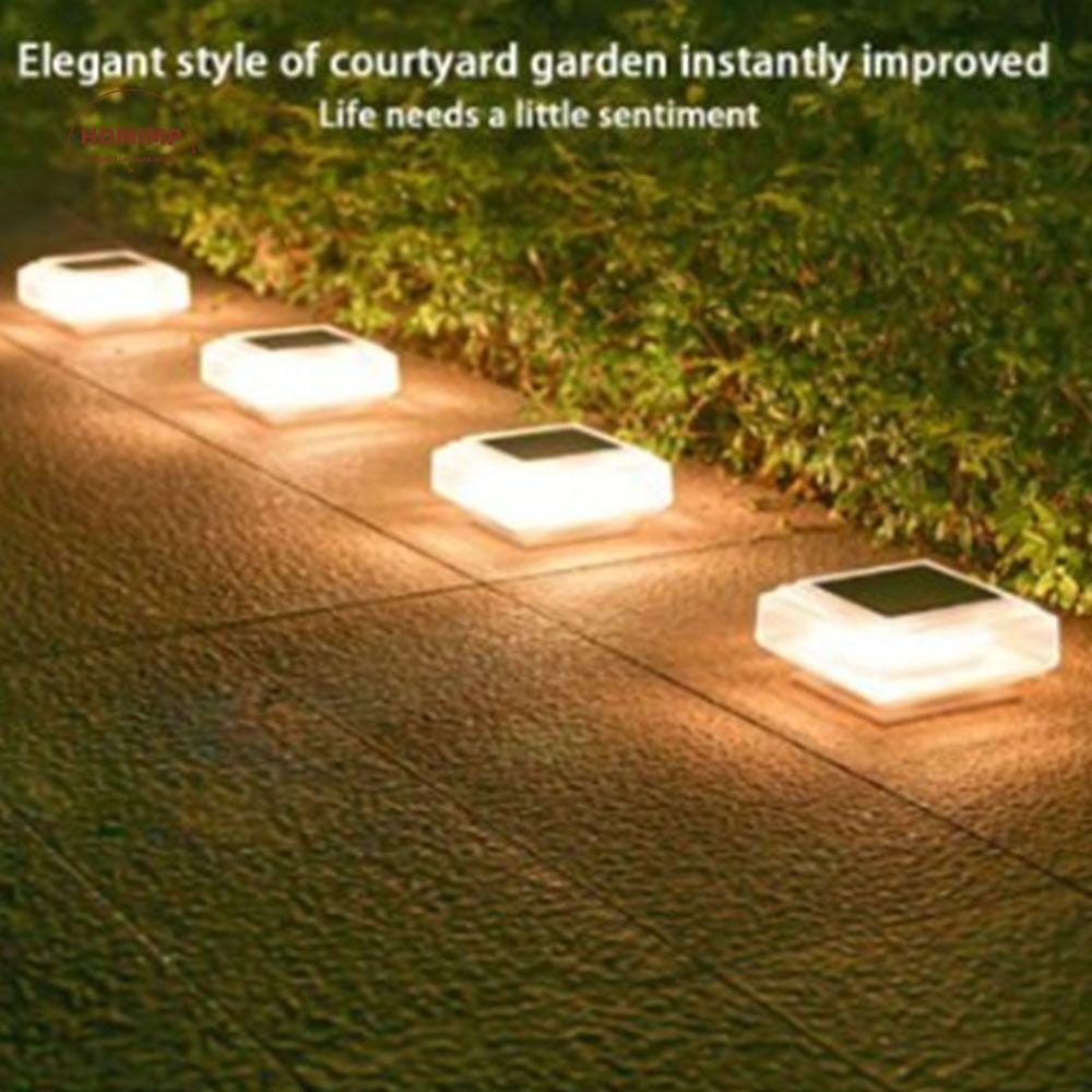 Waterproof Solar Post Light Solar Powered White / Warm Light LED Pillar Cap Lights Square Lighting Fence Deck Column Lamp