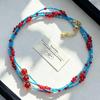 Exquisite Handcrafted Natural Turquoise Carnelian Clavicle Necklace