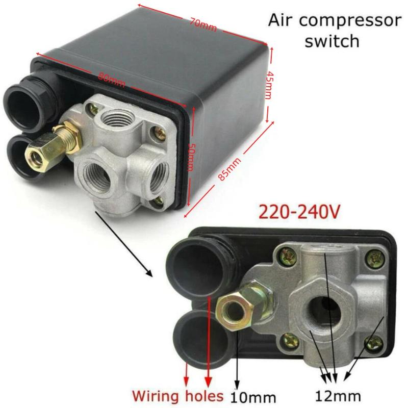 Reliable Air Compressor Pressure Switch 90-120psi Automatic On Off Control for Garage Pneumatic Tools and Workshop Applications