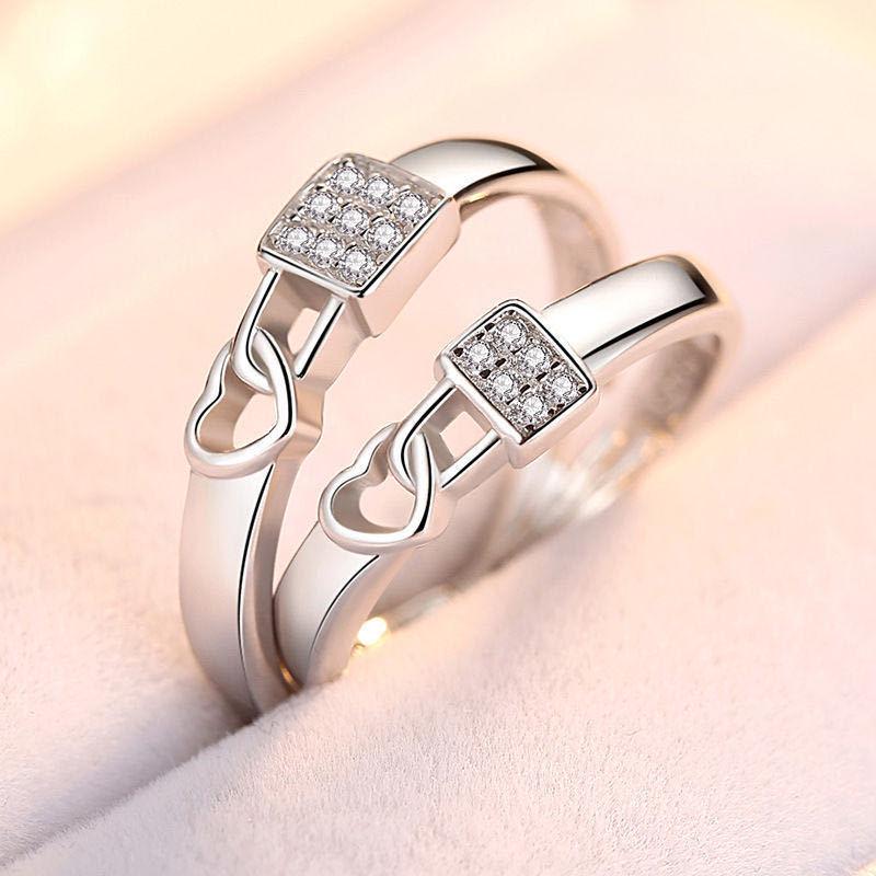 Korean Style Zircon Couple Rings: Elegant, Versatile, Adjustable Crown Design for Men and Women