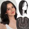 Clip In Natural Synthetic Hair Bangs Fringe Hair Pieces Middle Part Hair Extension Topper For Women Hair Loss Cover White Hair