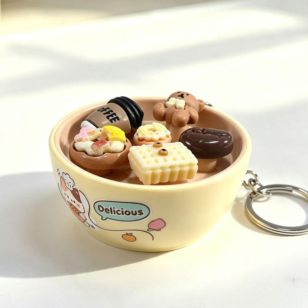 Simulation Food Clicking Pressure Relief Toy Cute Cat Series Button Press Click Keyring  Office Use