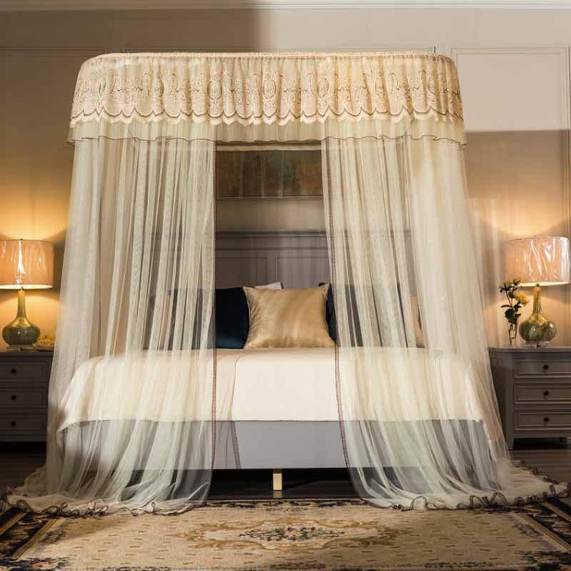Zhengshun Princess-Style U-Shaped Mosquito Net, Patterned and Thickened, for 1.5m, 1.8m, or 2m Beds.
