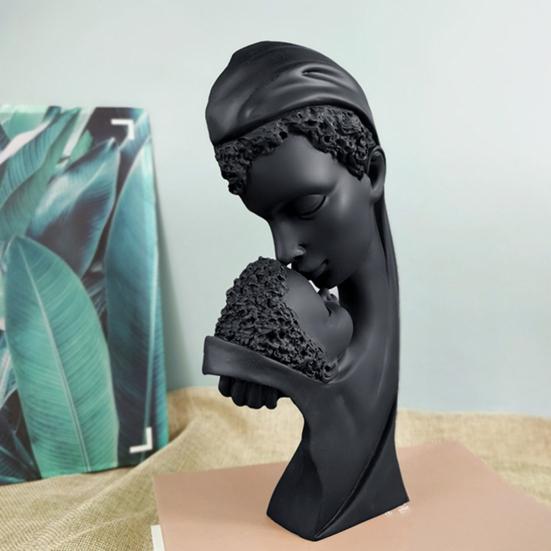 Mother Kid Kiss Statue Resin Abstract Art Sculpture Home Decor Desktop Family Love Figurine Gift for Mom from Son Daughter