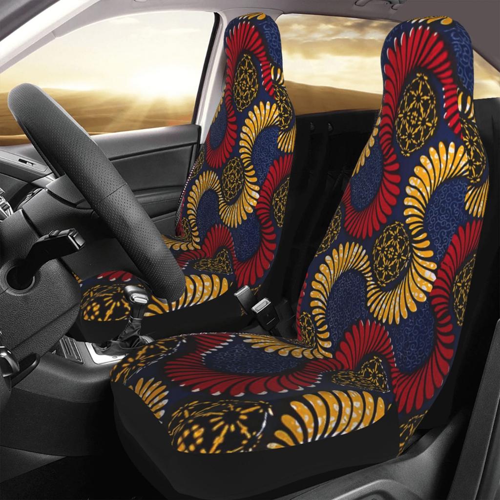 Serpent African Ankara Print 2 Pieces Covers Front Car Seat Universal Protector Cushion Cover Saddle Comfort Covers Fit Most Car