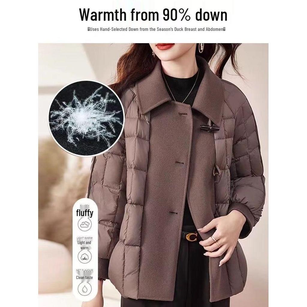 Women's Winter Fashion White Duck Down Coat - 2025 New Stylish Loose Fit for Young Moms & Elders
