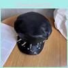 Color Solid Rivet Alternative Streetwear Flat Top Hat Waterproof Punk Fans Goth